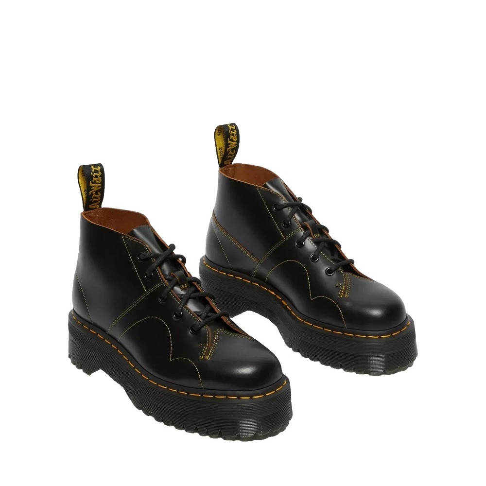 Womens Size 8 Dr. Martens Boots Church Quad Leather Platform Monkey Retro Black